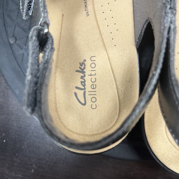 Clarks Womens Size 11 Wide Laurie Ann Metallic Silver Strap Comfort Sandals - Picture 7 of 10